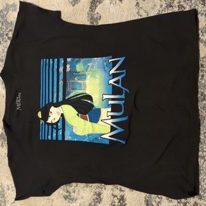 Disney Mulan Blue Tee Size Large Black